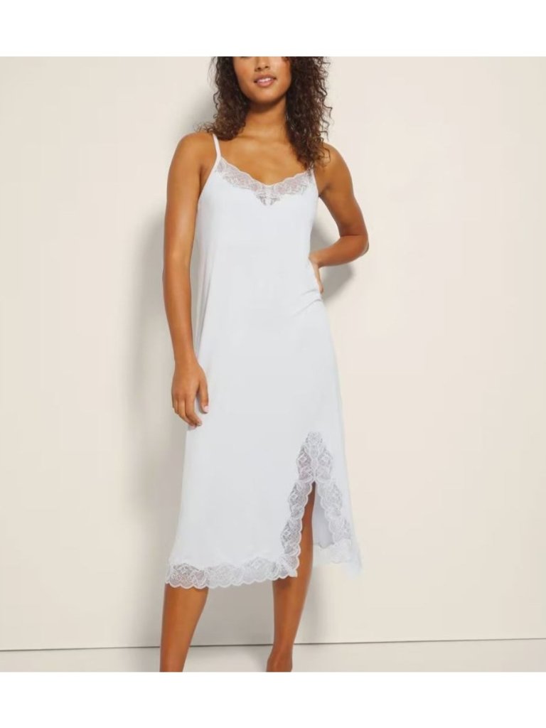 Soma Cool Nights Lace-Trim Midi Gown Soft Sleep Slip Chemise Built In Bra Xl
